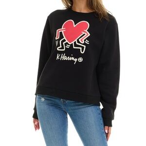 NWT Keith Haring Women’s Black Heart Graphic Sweatshirt